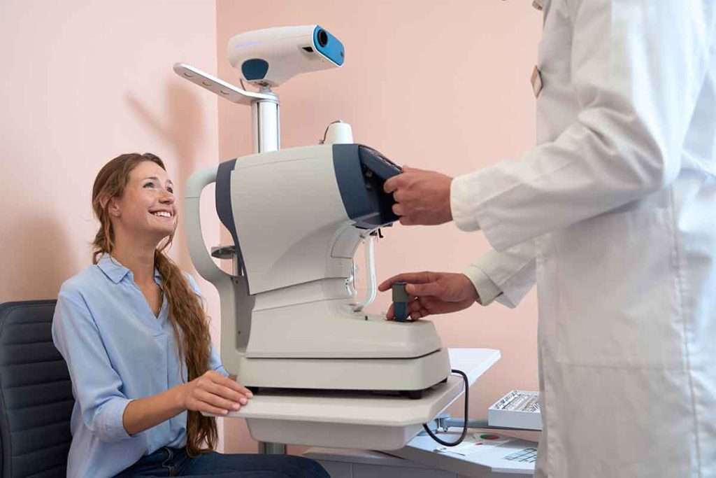 woman getting an eye test after LASIK surgery
